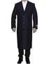 Navy Blue 3 Button Full Length Ankle length Wool Dress Top Coat/Overcoat