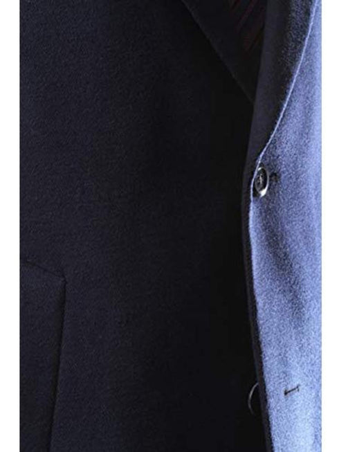 Men's Caravelli Two Button 3/4 Length Navy Long men's Car Coat Dress Topcoat - Winter coat