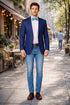 Navy Solid Two Button Classic Fit Sport Coat Blazer
