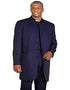 Blue Wedding Tuxedo - Mens Long Mandarin Collar Navy Blue Zoot Suit Tuxedo