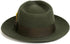 Gangster 100% Austrailian Wool Crushable Mens Fedora Hat - Removable Feather Gangster Olive Green Mens Fedora Hat