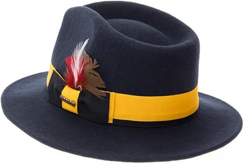 Grayson Fedora Crushable 100% Australian Wool Traveler Two Tone Navy Hat