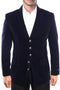 Men's Five Button Vintage Style Velvet Coat in Navy