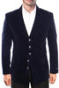 Men's Five Button Vintage Style Velvet Coat in Navy