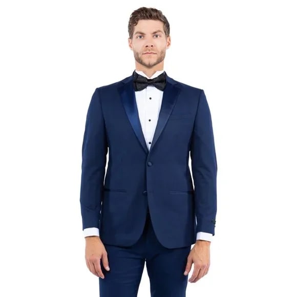 Shawl Collar Tuxedo Separates Coat, Navy by ZeGarie