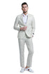 Men's Two Button Peak Lapel Summer Linen Style Beach Wedding Suit in Ivory Off White