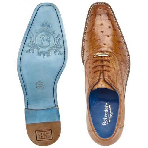 Belvedere Orlando Antique Peanut All-Over Genuine Ostrich Quill Shoes