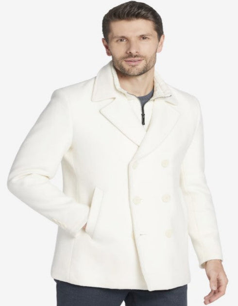 Cream Color Pea Coat - Ivory Double Breasted Wool Coat - Off White Car Coats