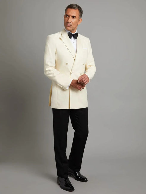 Ivory Double Breasted Tuxedo Dinner Jacket - Cream Dinner Jacket - Off White Tuxedos