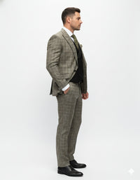 Statement Suits - Wool Suits - Peak Lapel Suits - Ticket Pocket - Modern Fit - Olive Suit
