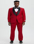 Mens Vested One Button Shawl Lapel Designer Tuxedo in Red