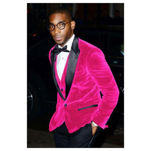 Hot Pink Men's Cheap Priced Velvet - Big and Tall Blazer - Mens Big and Tall Sport Coat