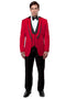 Men's One Button Satin Trimmed Peak Lapel Vested Fancy Tuxedo In Red