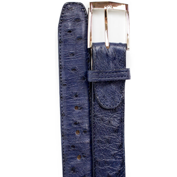 Men's Belvedere Genuine Ostrich Quill Dress Belt in Navy