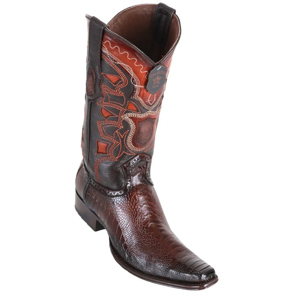 Los Altos Boots - Mens Dress Cowboy Boot - Low Priced Ostrich Leg Brown European Square Toe Western Boots- in Faded Brown