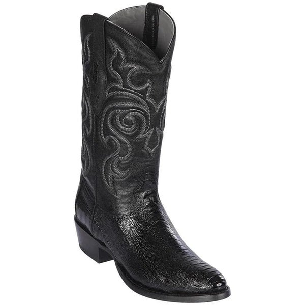 Los Altos Boots - Mens Dress Cowboy Boot - Low Priced Ostrich Leg Cowboy Boots R-Toe - in Black