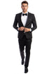 Men's One Button Peak Lapel Basic Slim Fit Suit in Black