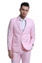 Men's Two Button Peak Lapel Summer Linen Style Beach Wedding Suit in Pink