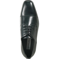 Bravo Mens Antique Cap Toe Lace Up Oxford Dress Shoe in Black