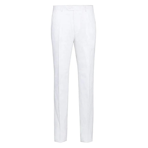 White Wedding Suit For Men - Perfect For Groom - Mens Basic Two Button Classic Fit Linen Summer Suit In White