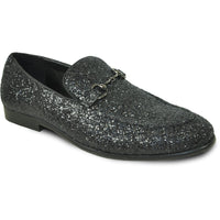 Bravo Mens Modern Glitter Sequin Prom Tuxedo Loafer in Black - Men's Dress Shoes