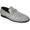 Bravo Mens Modern Glitter Sequin Prom Tuxedo Loafer in Silver Grey - Men's Dress Shoes