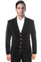 Mens Black Sport Coat - Men's Five Button Vintage Style Velvet Coat In Black