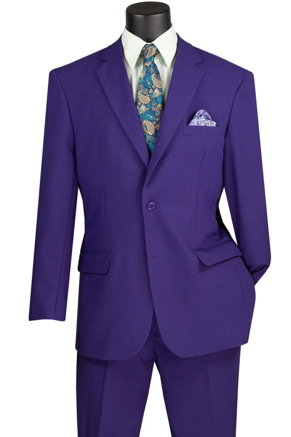 Mens 2 Button Classic Poplin  Purple Suit