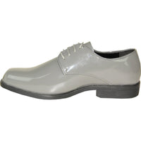 Bravo Mens Classic Plain Square Toe Shiny Patent Tuxedo Dress Shoe in Grey