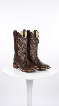 Men’s Brown Armadillo Ranchera Toe Cowboy Boots with TPU Sole, Western Dress Boots