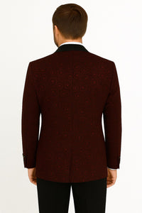 Paisley-300 Burgundy and Black Tuxedo Blazer with Bow Tie