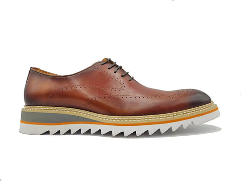 Patina Wing-tip Oxford with Medallion on Toe Carrucci