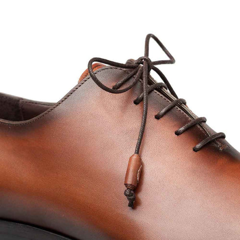 Cupula Patina Oxford Tan Leather Whole-Cut Calfskin Shoes By Mezlan Made In Spain Brand