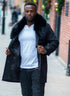 Mens Peacoat With Fur Collar - Black Wool Coat