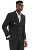 Men's Slim Fit Double Breasted Wedding Suit With Gold Buttons In Black
