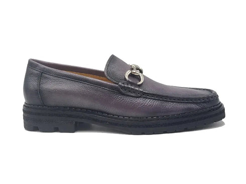 Pebble Leather Buckle Loafer Carrucci