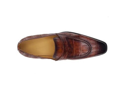 Penny Loafer Features Alligator Embossed Calfskin