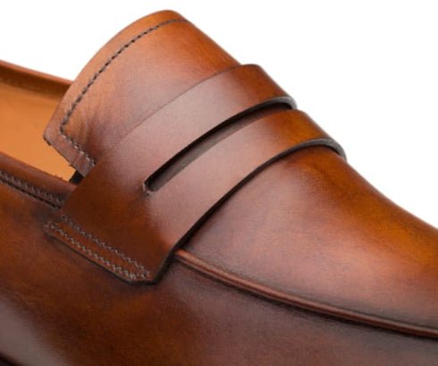 Calfskin Penny Loafer Cognac By Mezlan Made In Spain Brand