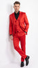 Men’s Red 3 Piece Slim Fit Shiny Satin Suit, Formal Wedding Prom Party Dress Suit