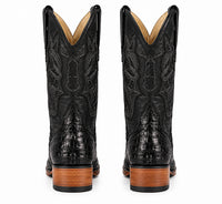 Black Square Toe Caiman Tail Boots