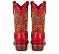 Los Altos Red Teju Lizard Square Toe Women's Western Boot
