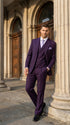 Men’s Purple 2 Button Fashion Suit with Double Breasted Vest, Formal Wedding Prom Dress Suit