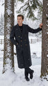 Men’s Charcoal Grey Double Breasted Full Length Overcoat, Formal Winter Dress Coat