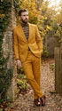 Men’s Travis Kelce Inspired Yellow Suit, Mustard Gold 2 Piece Fashion Suit for Parties and Events