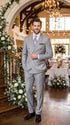 Men’s Light Grey Double Breasted Suit, Classic Fit Silver Gray Luxury Wedding Business Suit
