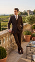 Men’s Brown Tone on Tone Pinstripe Suit, Classic Fit Formal Wedding Business Suit