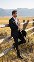 "EJ Samuel Men's Two-Button Velvet Suit in Black"