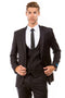 Men's Two Button Vested Hybrid Fit Micro Mini Pinstripe Business Suit In Black