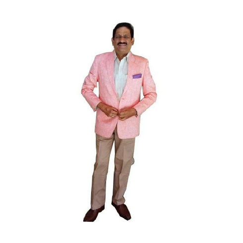 Pink Single Breasted Alberto Nardoni Linen Suit Overcoat