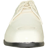 Bravo Mens Formal Wedding & Prom Double Runner Shiny Patent Dress Shoe in Ivory